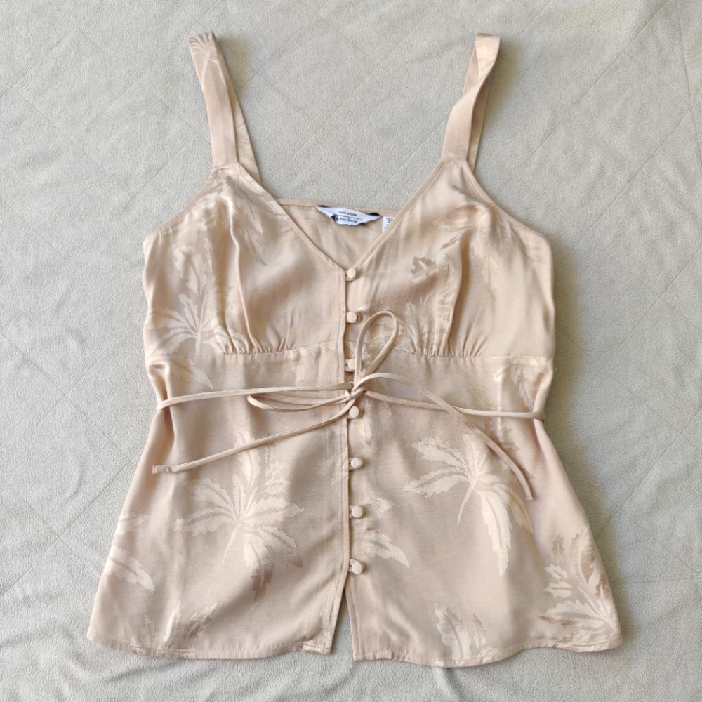 & Other Stories Sateen Button Front Y2K Blouse 6